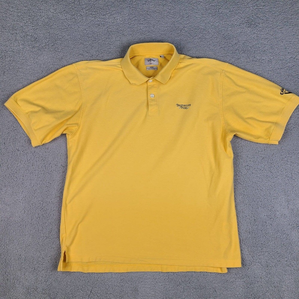 Callaway Polo Shirt Mens Large‎ Yellow Golf Sport Drysport Ribbed